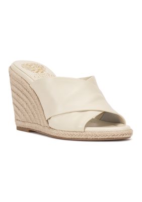 Vince Camuto Women's Fisella Wedge Crossover Sandals, White, 7M