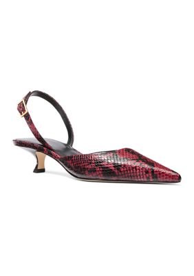 MICHAEL Michael Kors Women's Luna Kitten Sling Pumps, Red, 6.5M
