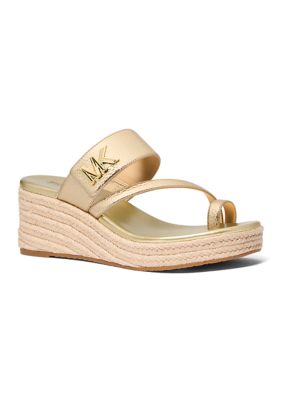 MICHAEL Michael Kors Women's Jilly Mid Wedge Sandals, Gold, 7.5M