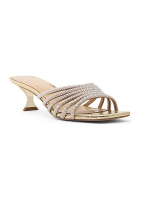 MICHAEL Michael Kors Women's Haisley Kitten Sandals, Gold, 9M