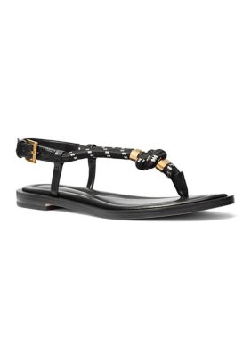 MICHAEL Michael Kors Women's Hera Flat Thong Sandals, Black, 9M
