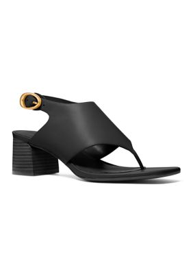MICHAEL Michael Kors Women's Kya Flex Mid Thong Sandals, Black, 7.5M