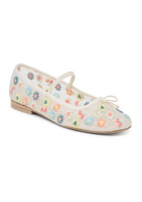 Dolce Vita Women's Cadel Floral Flats, Ivory, 7.5M