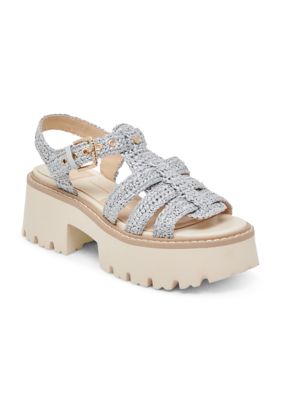 Dolce Vita Women's Lattice Sandals, Light Blue, 10M