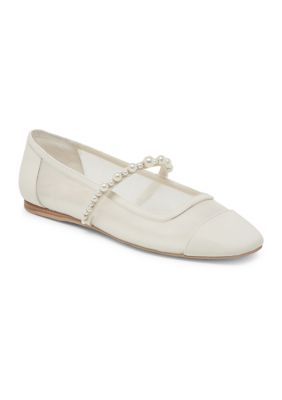 Dolce Vita Women's Rollin Pearl Flats, White, 8.5M