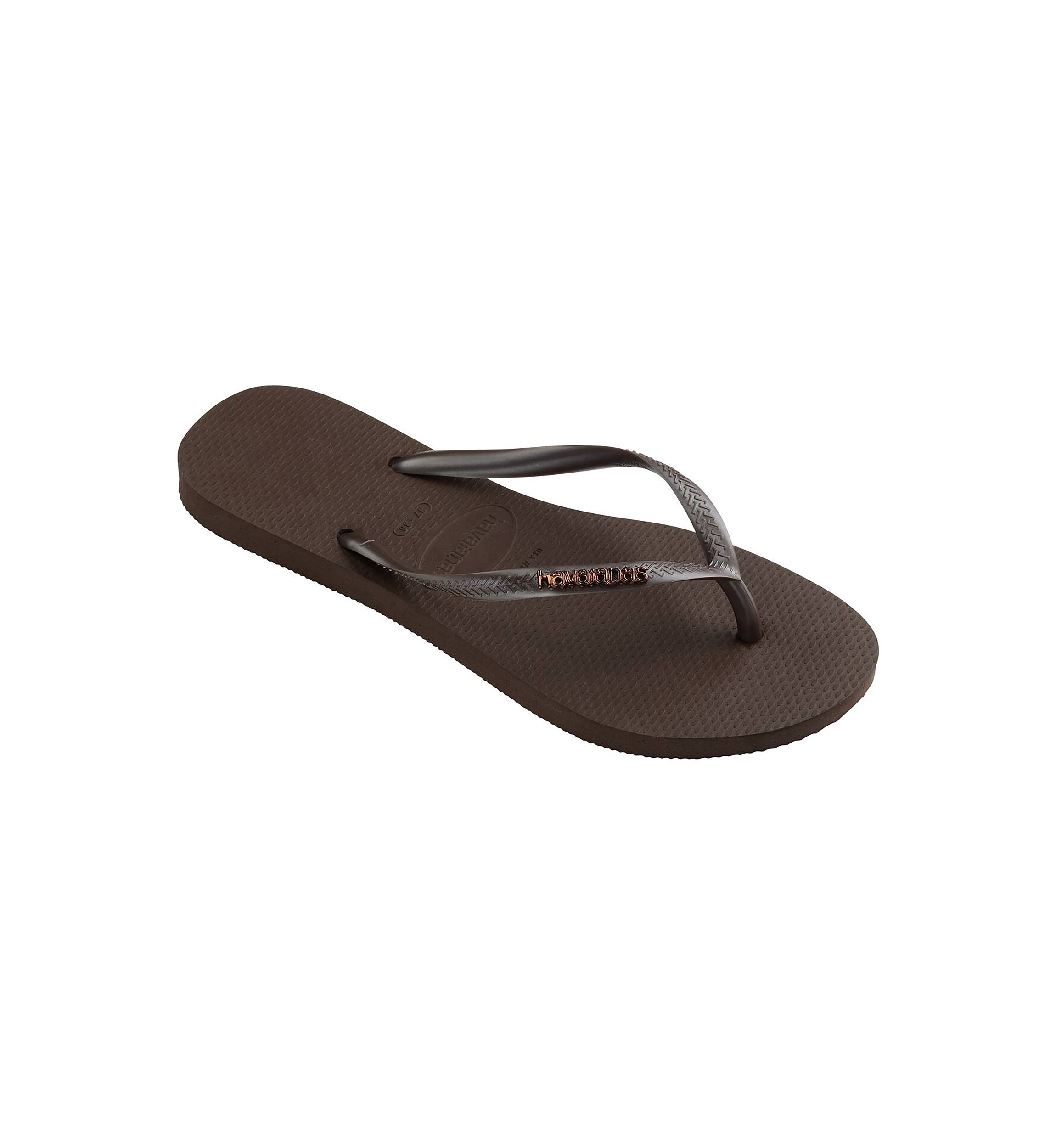 Slim Logo Metallic Flip Flop Thong Sandals
