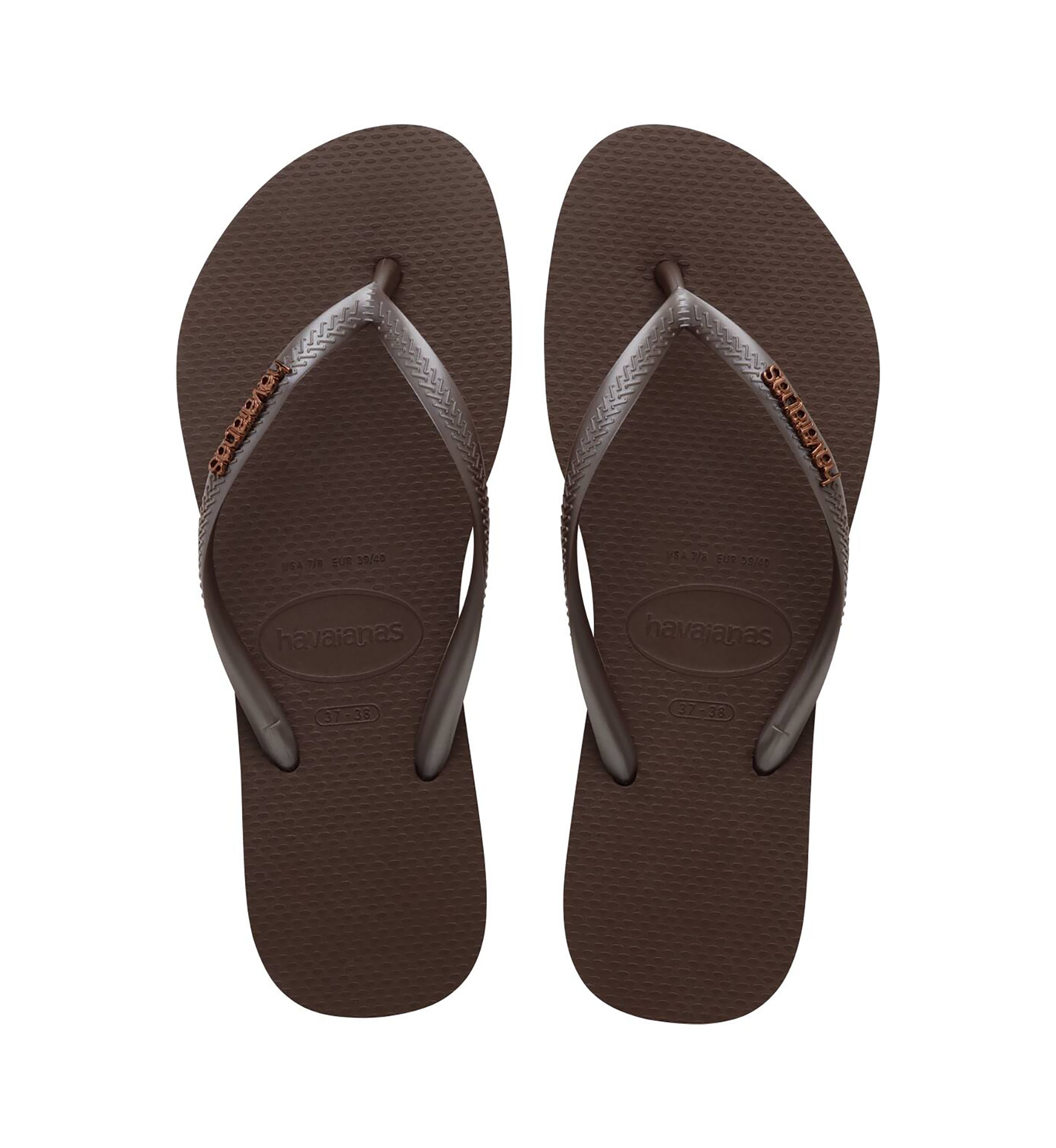 Slim Logo Metallic Flip Flop Thong Sandals
