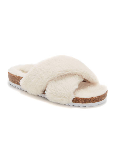 Lucky Brand Marina Criss Cross Fur Slipper Sandals