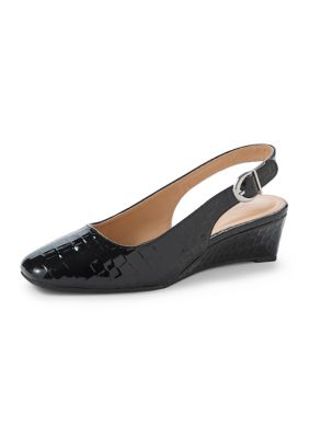 Adrienne Vittadini Women's Patent Croc Print Slingbacks, 10M