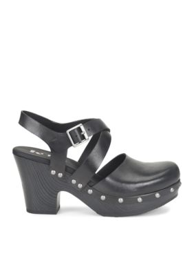 Korks abloom perforated suede ankle strap clog sandal hot sale