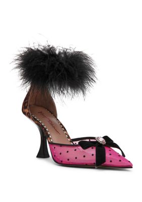Betsey Johnson Women's Paris Hilton Cherie Fur Ankle Strap Heels, 11M