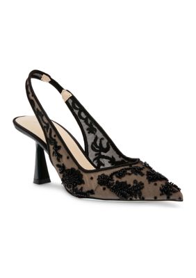 Betsey Johnson Women's Nikki Embellished Slingback Pumps, Black, 8M