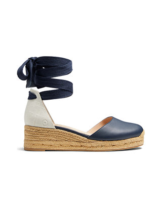 Palmer Closed Toe Ankle Wrap Espadrille Mid Wedge Sandals