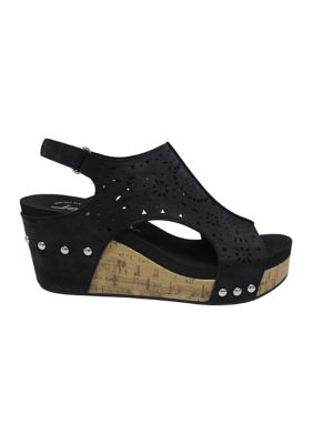 Jellypop Women's Listra Wedge Heel Sandals, Black, 11M