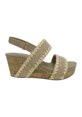 Jellypop Women's Kabi Wedge Heel Sandals, White, 11M