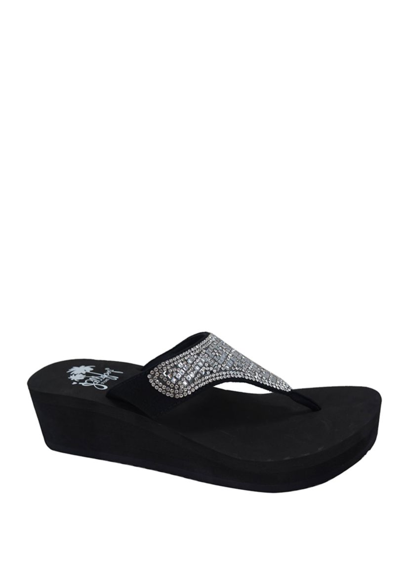 Sparkle Wedge Flip Flop Sandals