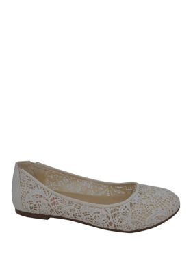 ivory crochet flats
