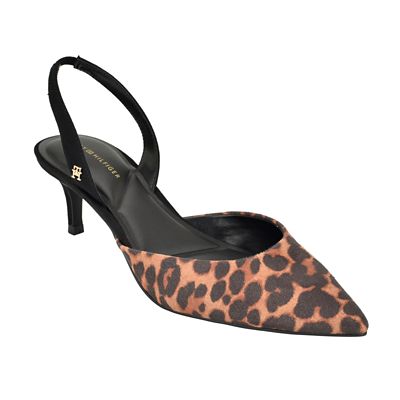 Tommy Hilfiger Women's Tanna Pointy Toe Kitten Heel Slingback Dress Pumps, Light Brown, 11M