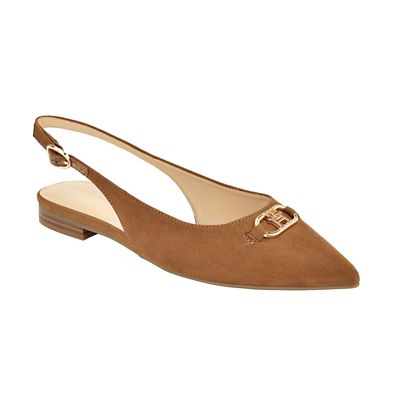 Tommy Hilfiger Women's Vesly Pointy Toe Dress Sling-Back Flat, Brown, 6.5M