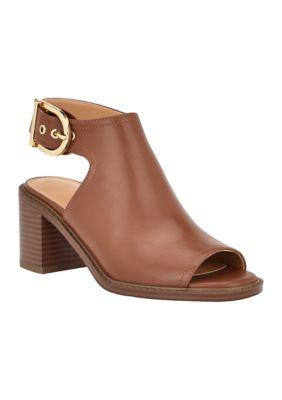 Tommy Hilfiger Women's Fineya Open Toe Ankle Wrap Shooties, Brown, 8.5M -  0197648145207