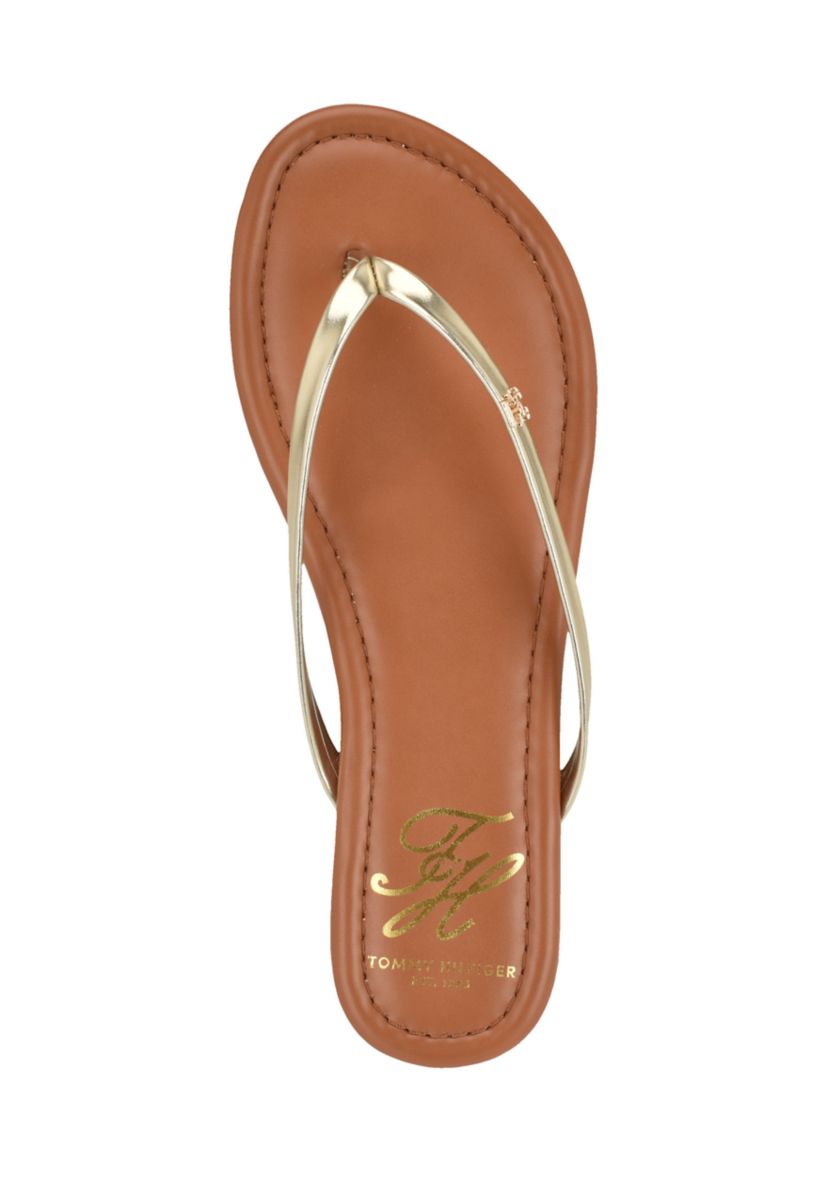 Tommy Hilfiger Brown and Tan Canvas Thong Sandal Tommy Hilfiger Thong Sandal With Ankle Strap Brown Size 9M  main image 2