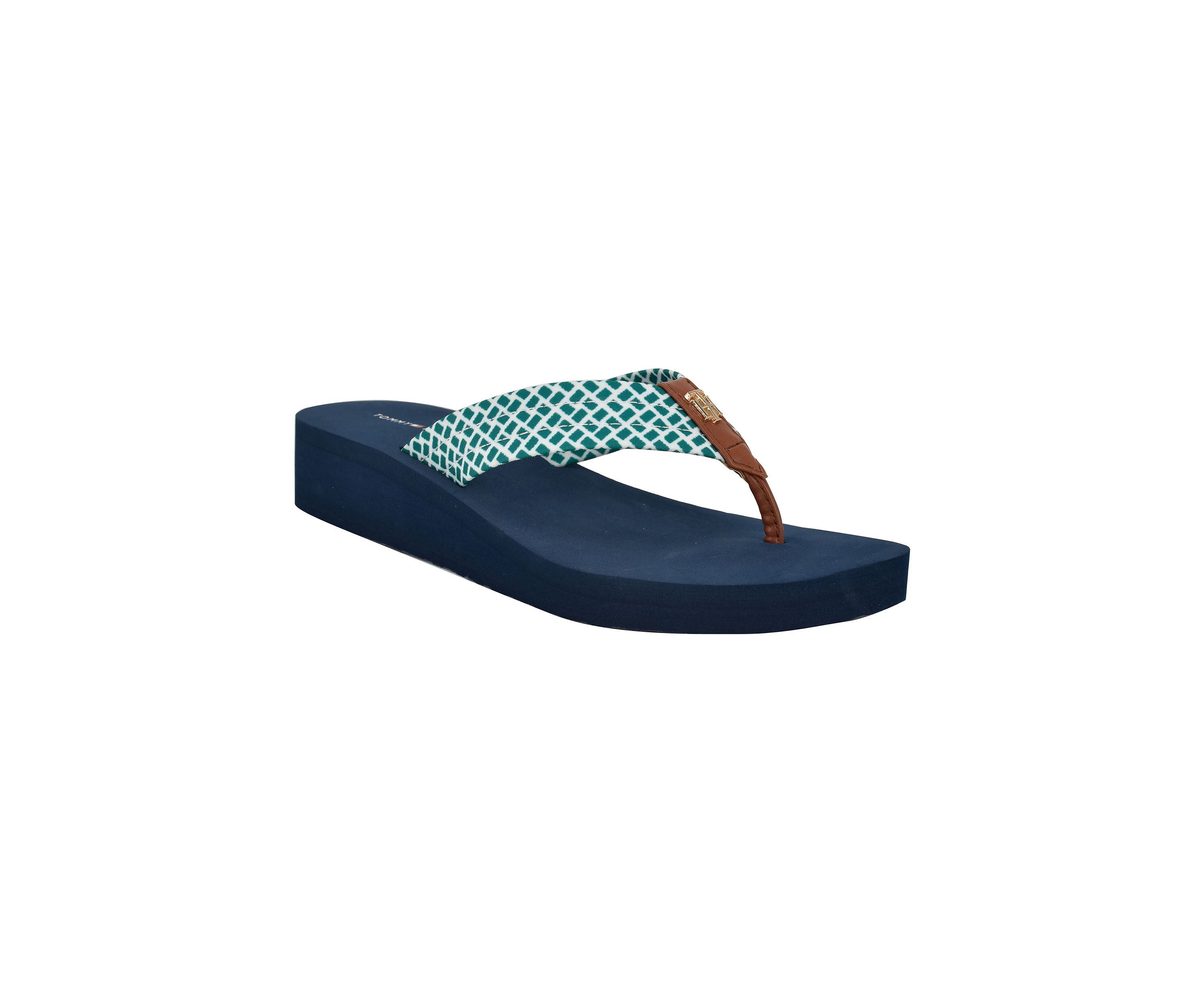 Raurei Lattice Wedge Flat Thong Flip Flop Sandals