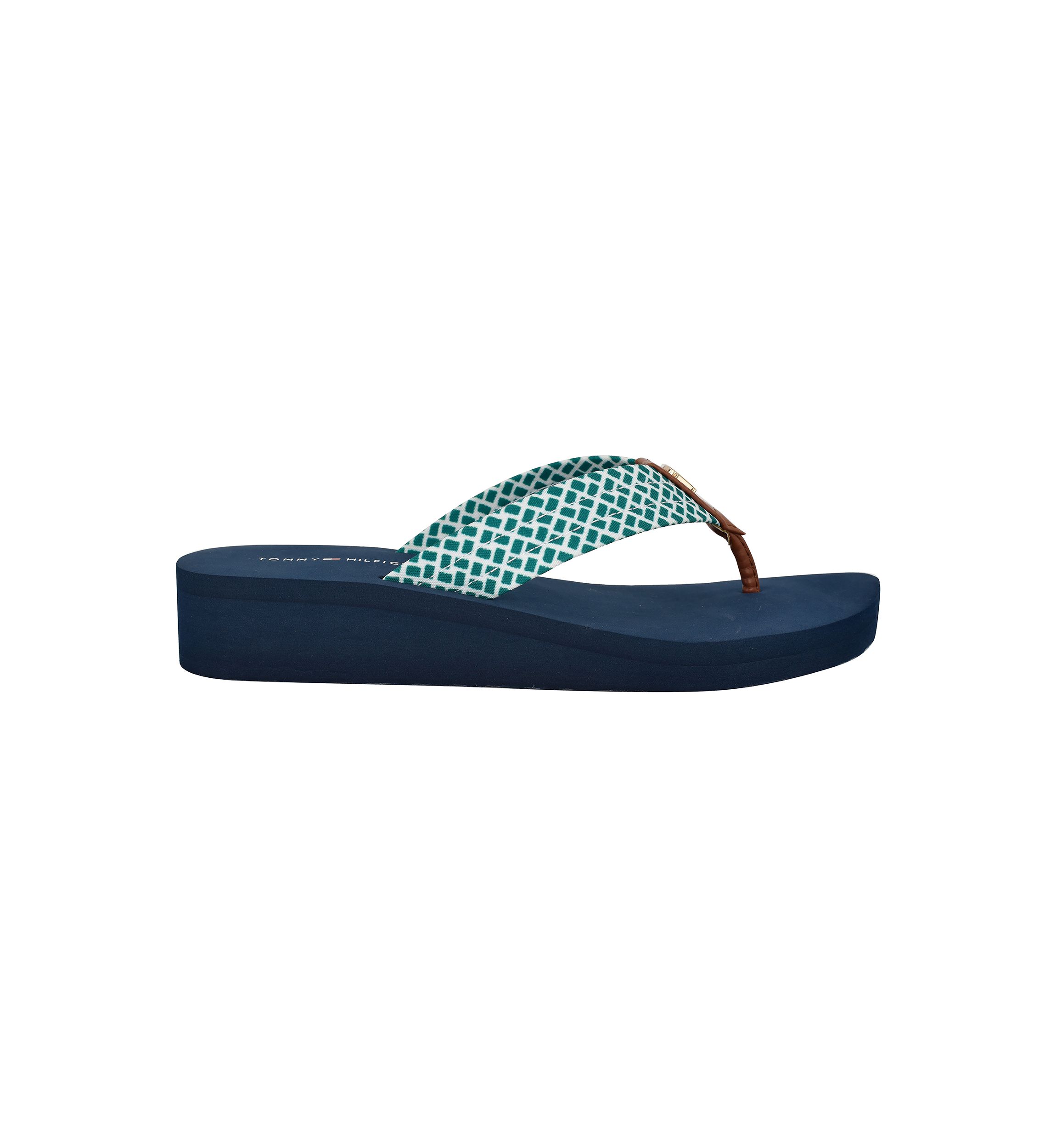 Raurei Lattice Wedge Flat Thong Flip Flop Sandals