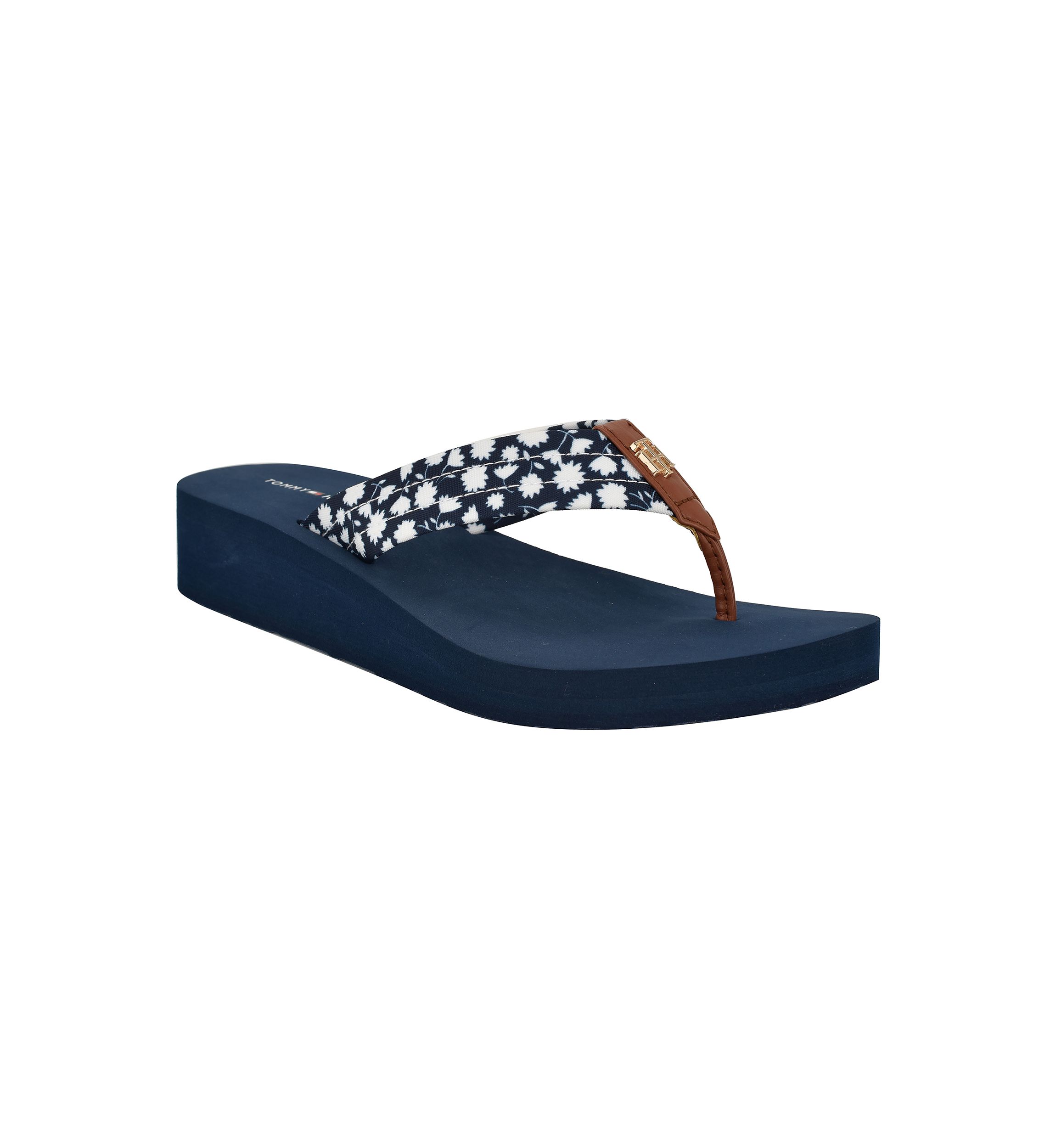 Rhalime Floral Wedge Flip Flop Thong Sandals