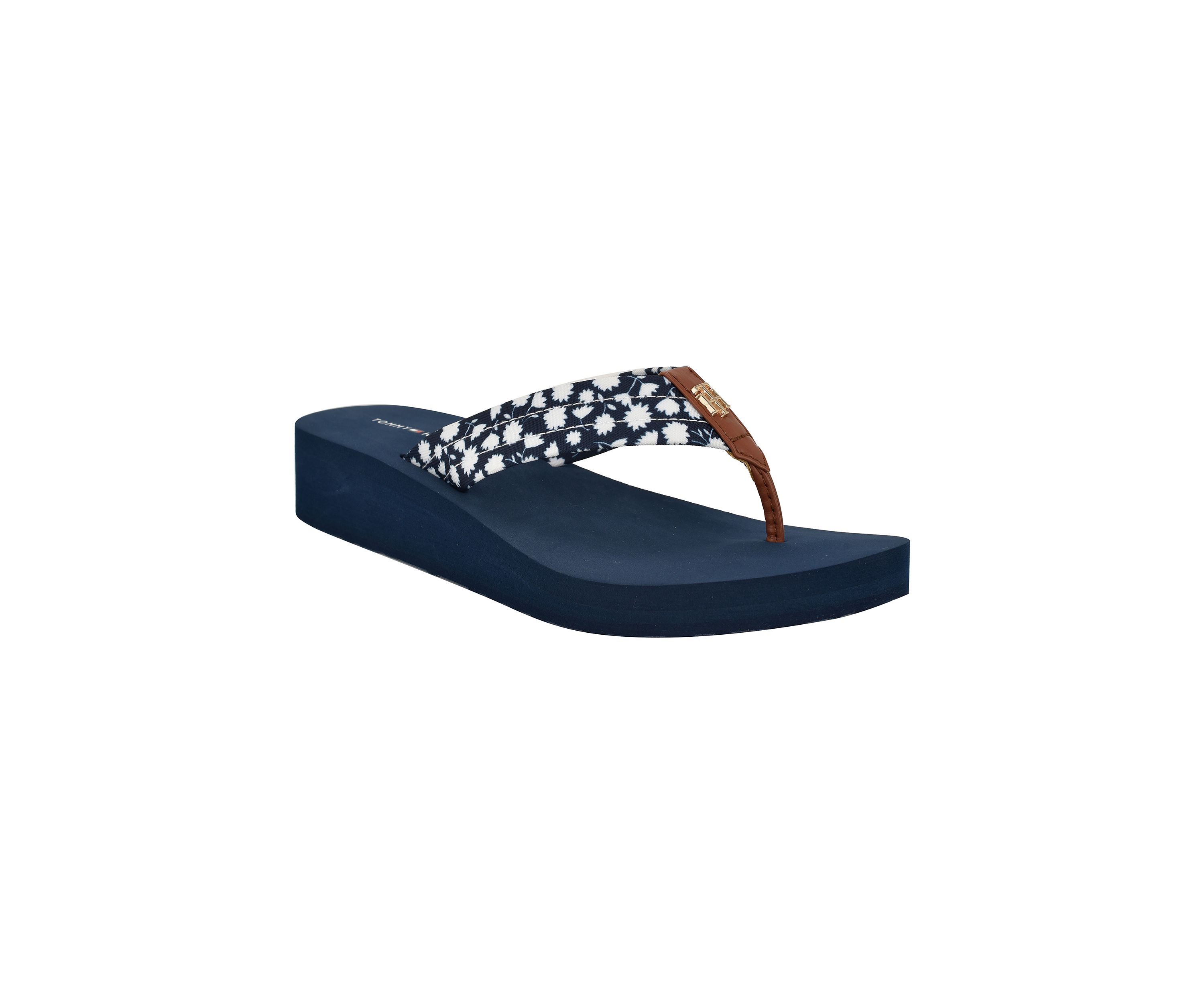 Rhalime Floral Wedge Flip Flop Thong Sandals