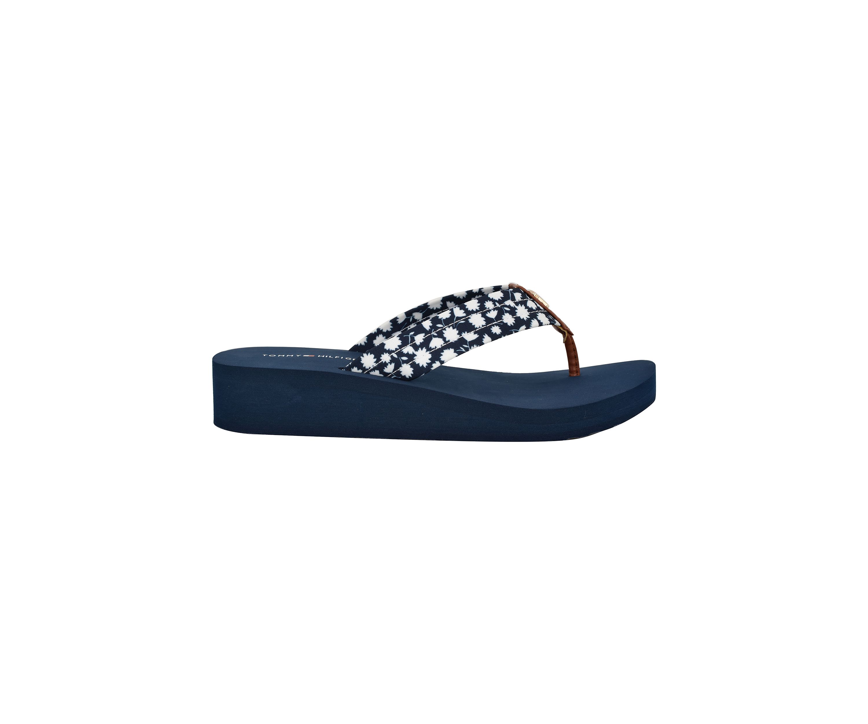 Rhalime Floral Wedge Flip Flop Thong Sandals