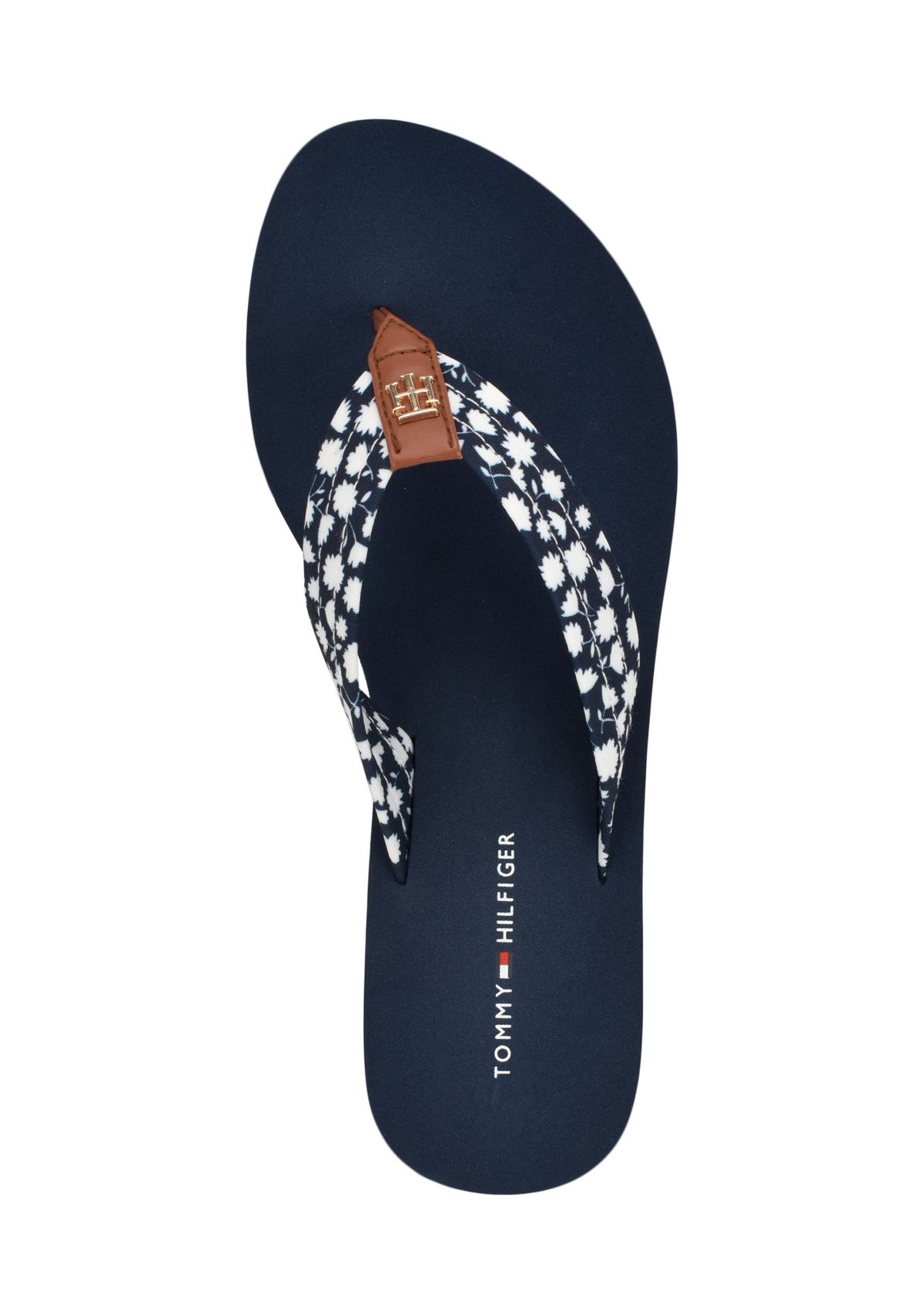 Rhalime Floral Wedge Flip Flop Thong Sandals