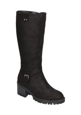 Bella-Vita Women's Lorielle Lug Sole Tall Boots, Black, 10WW