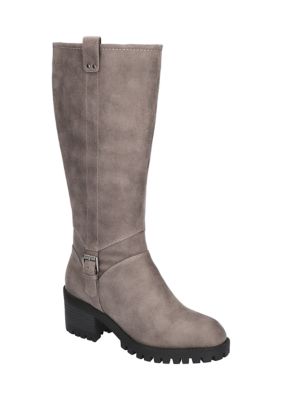 Bella-Vita Women's Lorielle Lug Sole Tall Boots, Grey, 9.5WW