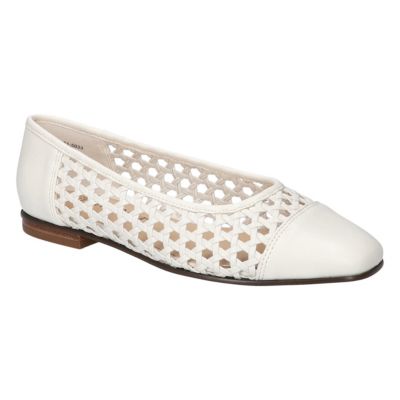 Bella-Vita Women's Beloved Square Toe Flats, White, 6WW