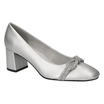 Bella-Vita Women's Marigold Square Toe Pumps, Silver, 12WW