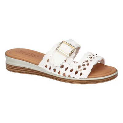 Bella-Vita Women's Bar-Italy Wedge Sandals, White, 10WW