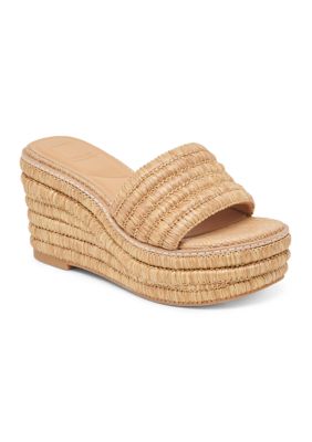 Dolce Vita Women's Throne Wedge Raffia Sandals, 10M