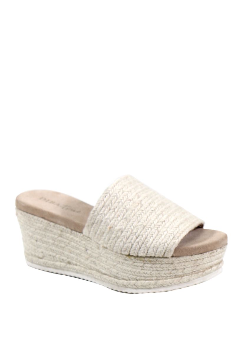 Bell Song Raffia Flatform Slide Sandals