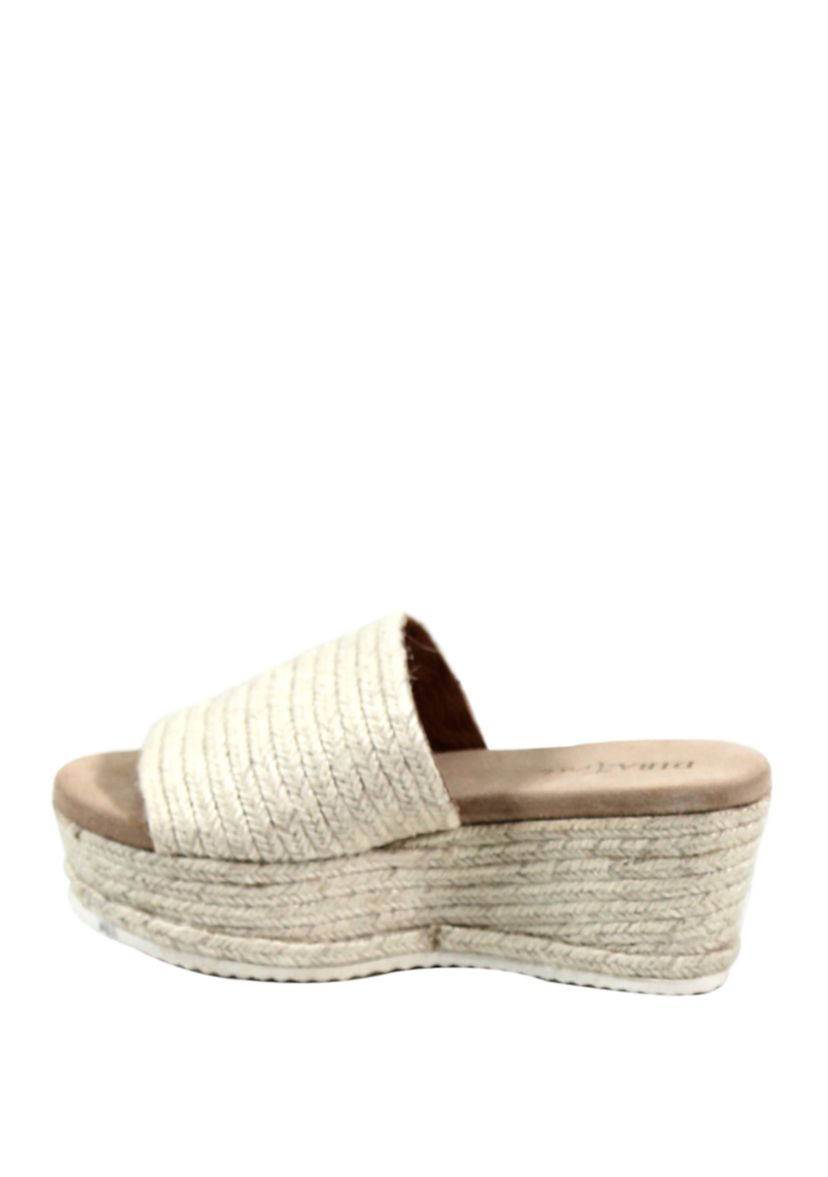 Bell Song Raffia Flatform Slide Sandals