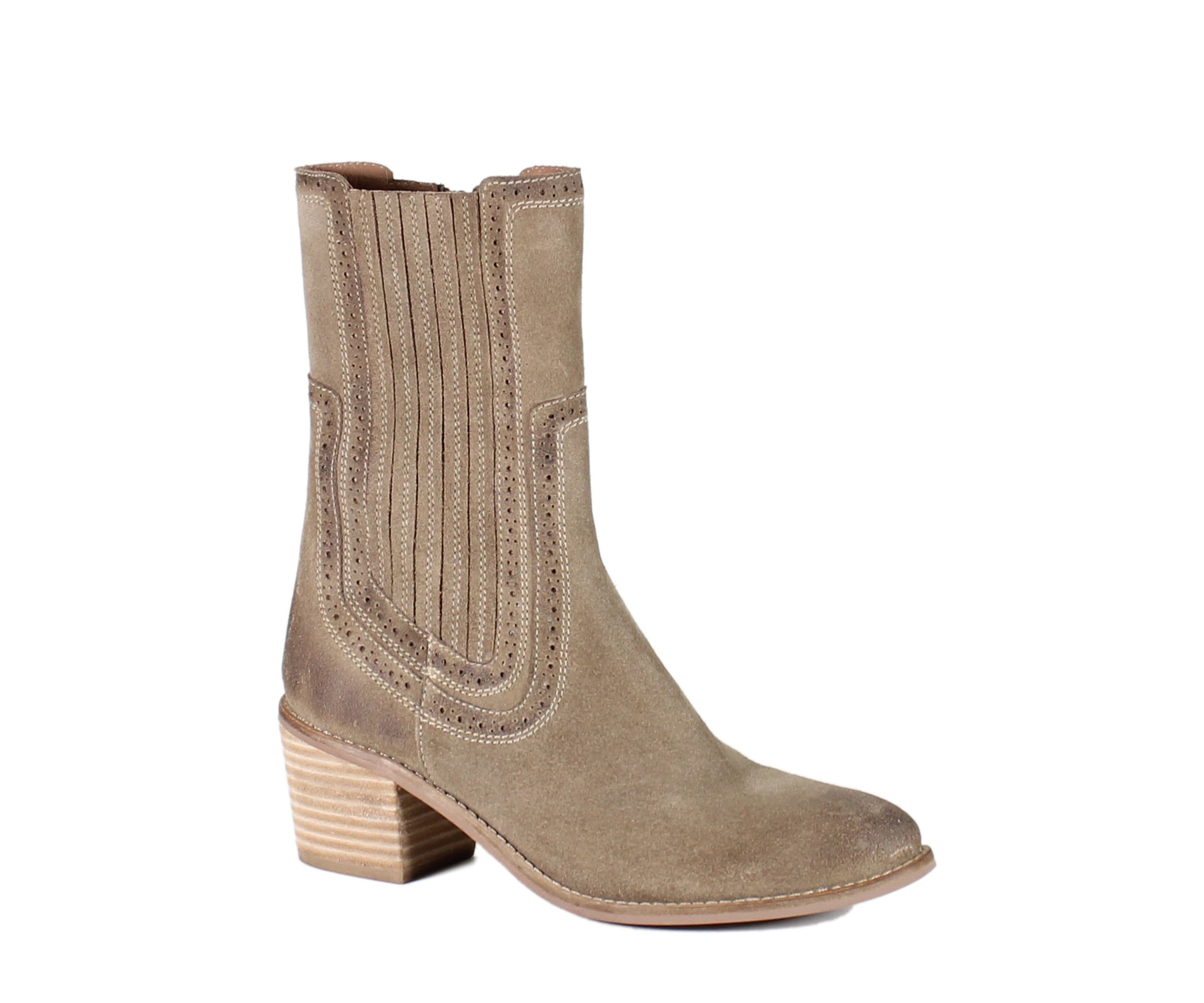 Morning Dew Genuine Suede Mid Calf Chelsea Boots