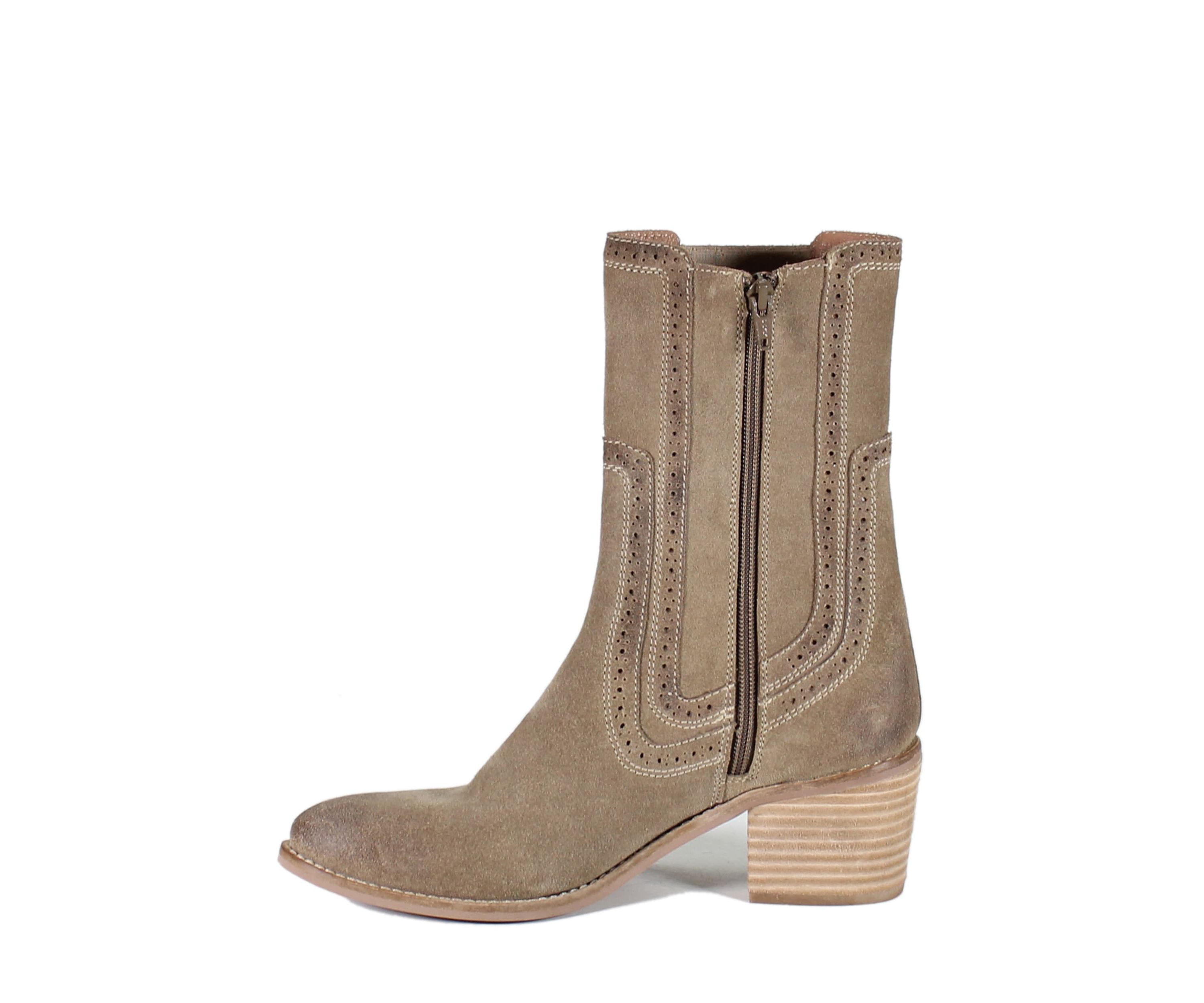 Morning Dew Genuine Suede Mid Calf Chelsea Boots