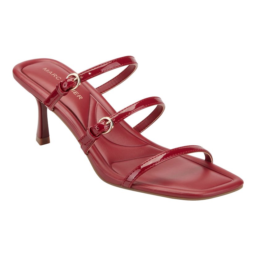 red strappy dress sandals D'Amelio Dalilah Coral Red - Strappy Heels - Ankle Wrap Sandals