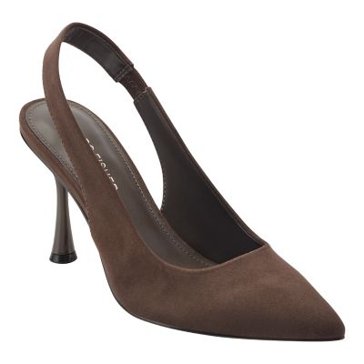Marc Fisher Women's Saccil Pointy Toe High Heel Slingback Pumps, Dark Brown, 6M