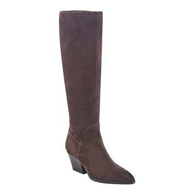 Marc Fisher Women's Gabels Pointy Toe Block Heel Tall Shaft Boots, Brown, 11M