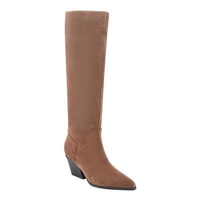Marc Fisher Women's Gabels Pointy Toe Block Heel Tall Shaft Boots, Brown, 11M