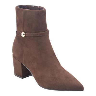 Marc Fisher Women's Jalysa Block Heel Pointy Toe Booties, Dark Brown, 11M