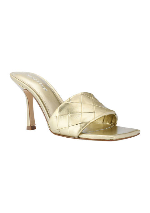 Marc Fisher Darasa Quilted Square Toe Heeled Sandals
