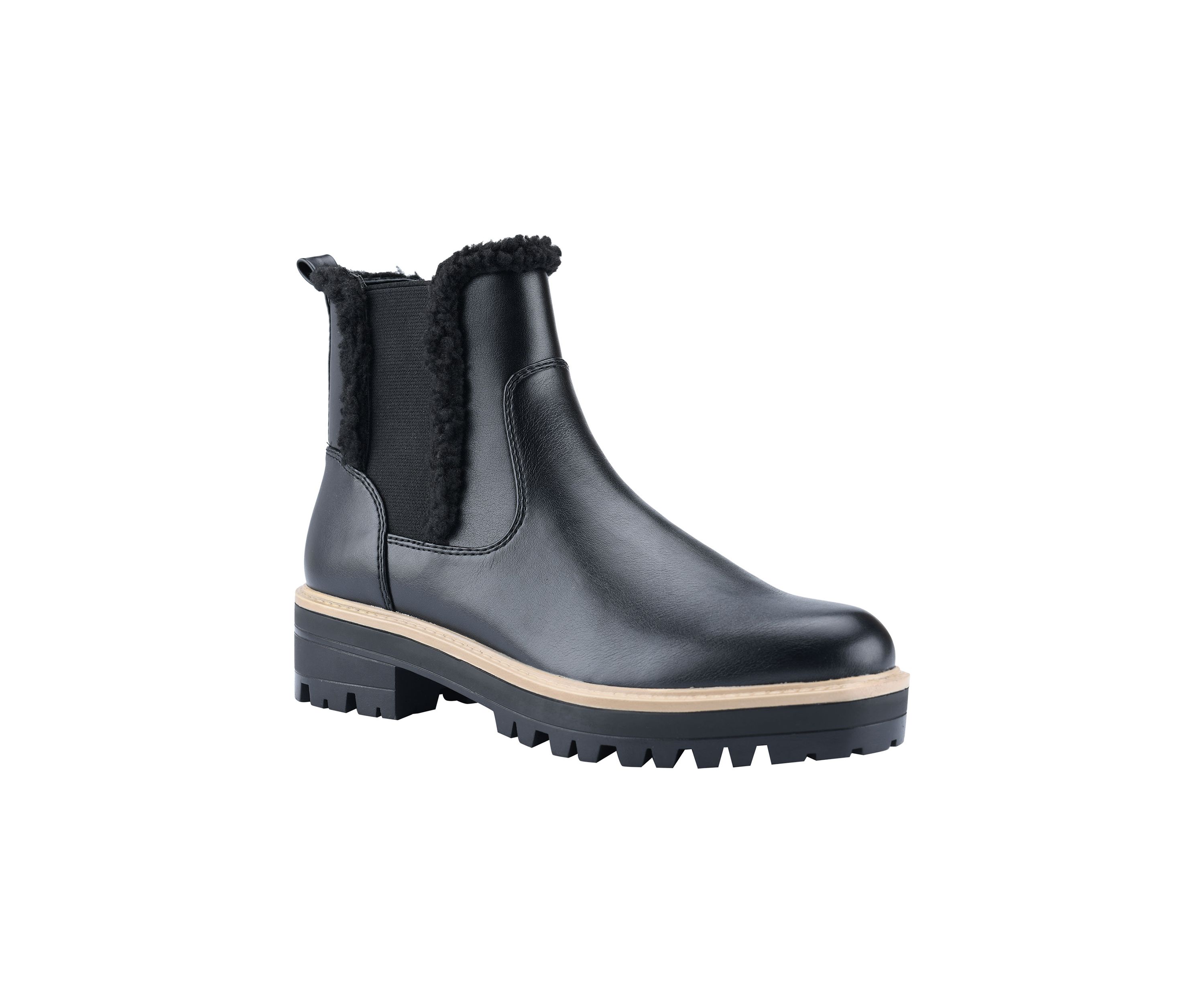 Ink Lug Sole Chelsea Fur Detail Boots