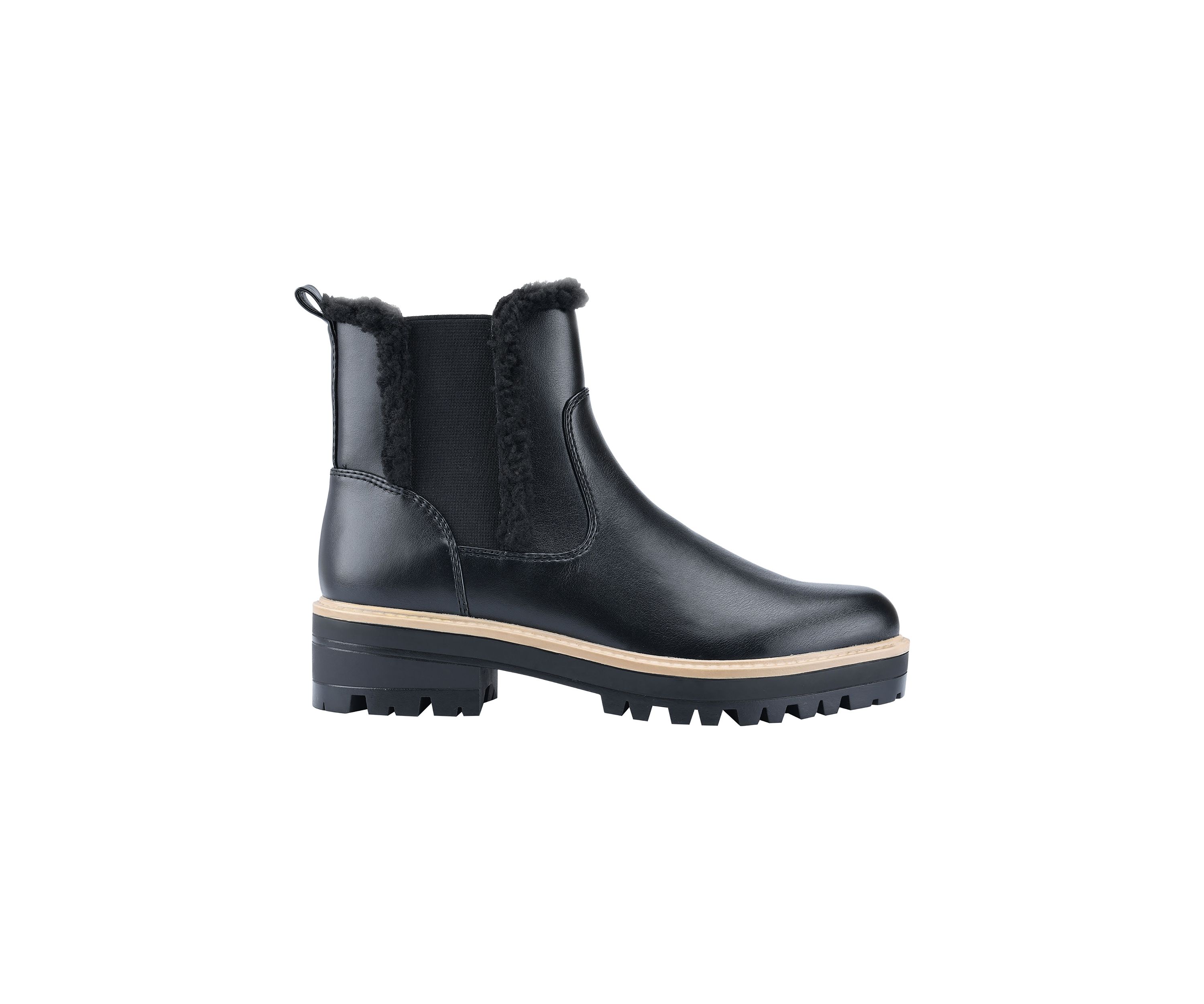 Ink Lug Sole Chelsea Fur Detail Boots