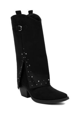 Sugar Women's Maris Western Foldover Boots, Black, 8M